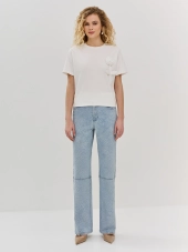 Джинсы из денима с жаккардовым принтом