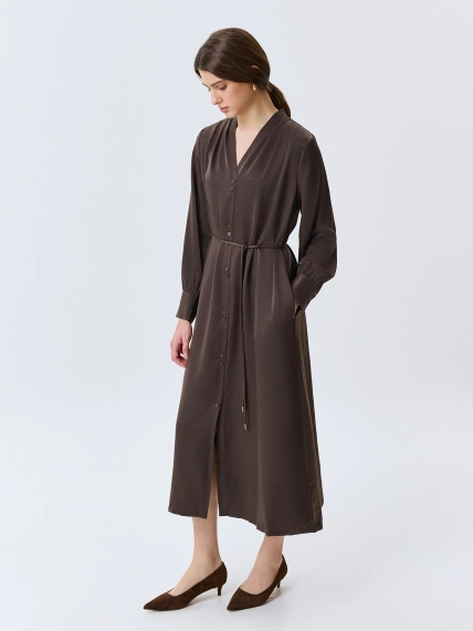 Сатиновое платье-рубашка из 100% вискозы