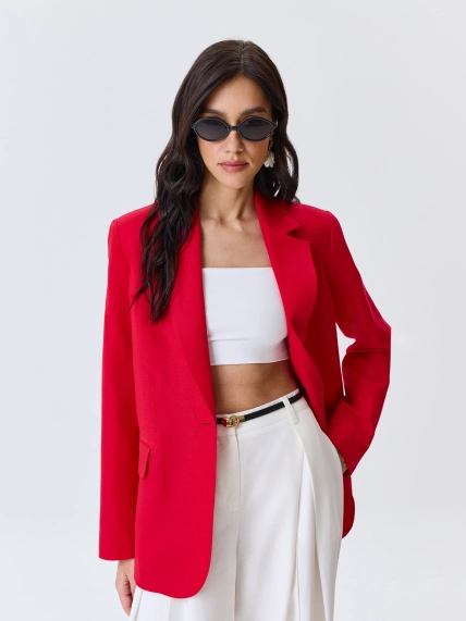 Льняной однобортный жакет 