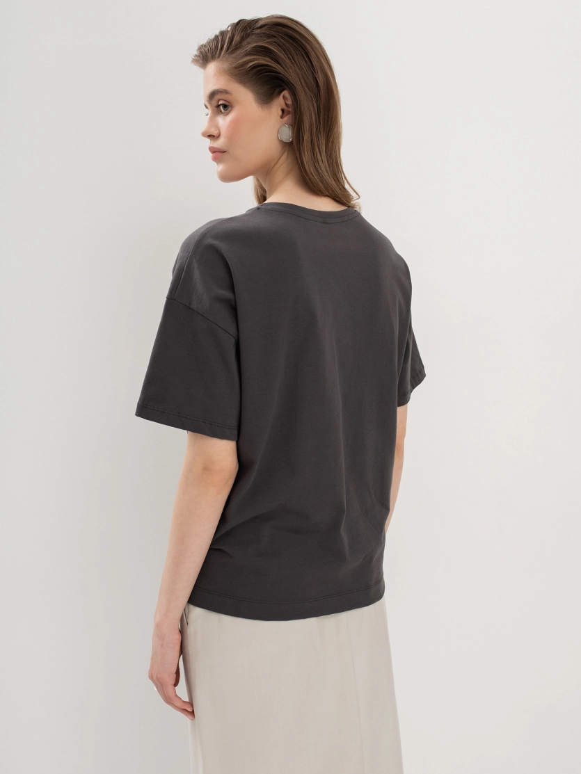 Oversize футболка с контрастным принтом из 100% хлопка
