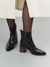 Ботильоны из лаковой кожи и контрастным каблуком