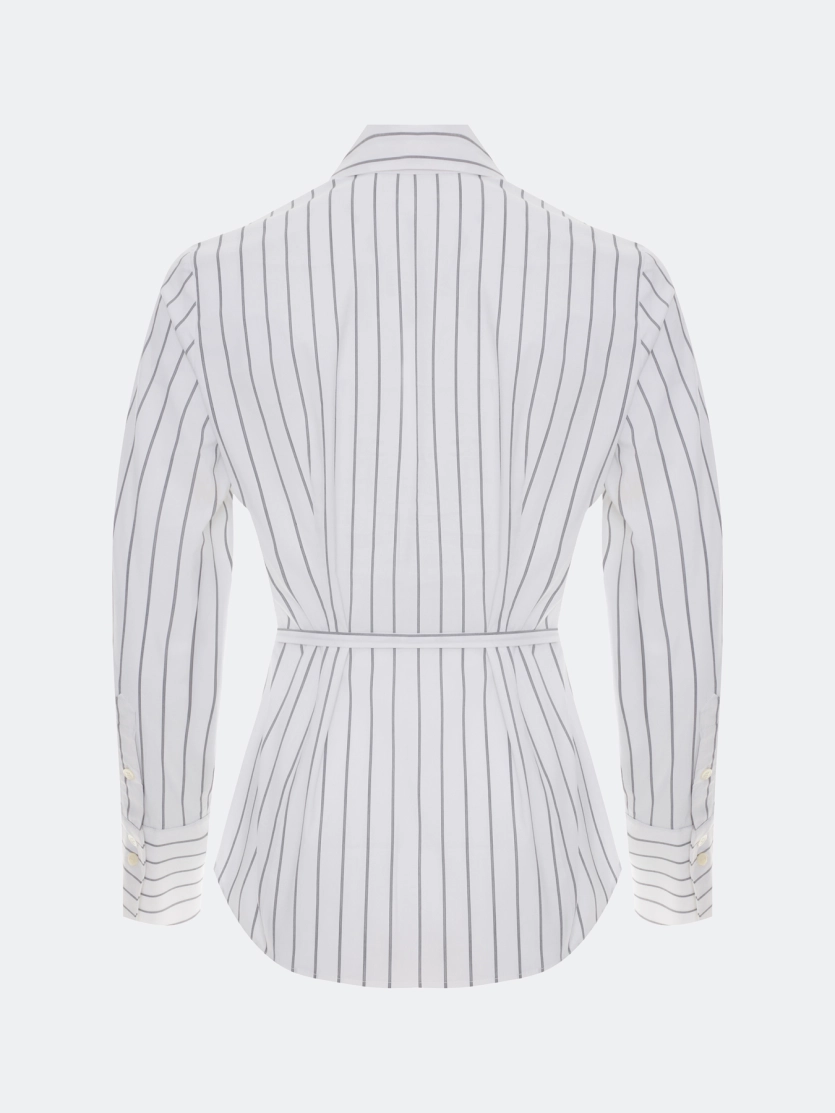 Приталенная рубашка в тонкую полоску