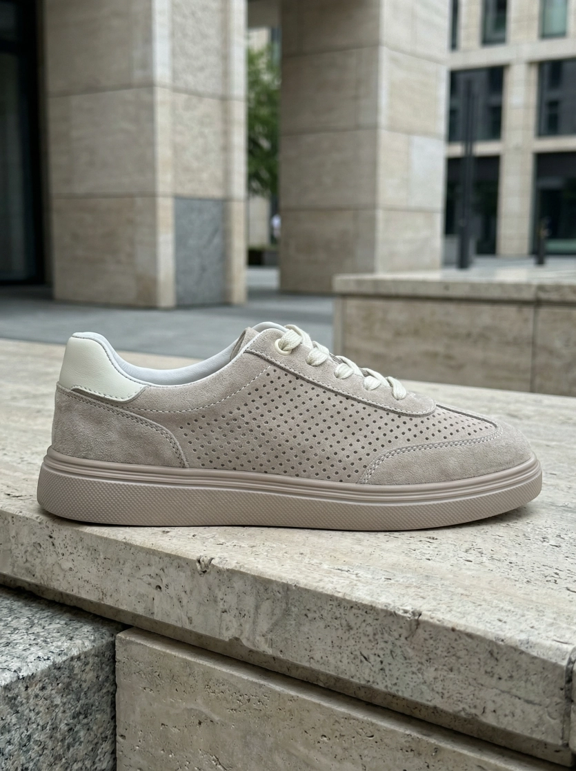 Кеды из натуральной замши с перфорацией