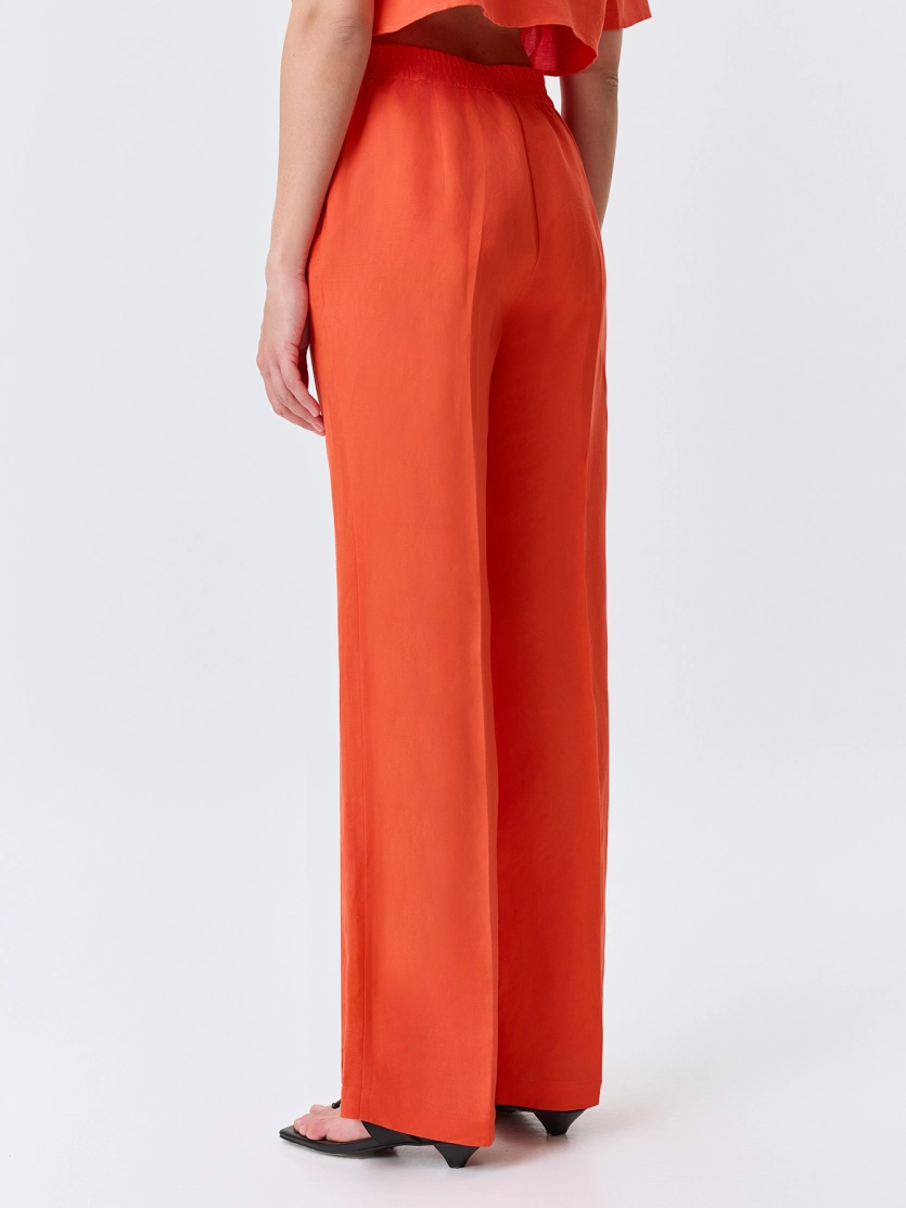 Прямые брюки из смесового льна