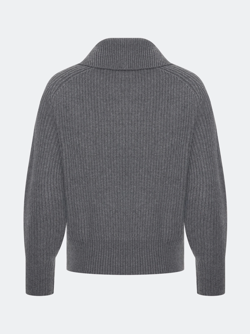 Свитер с отложным воротником на молнии