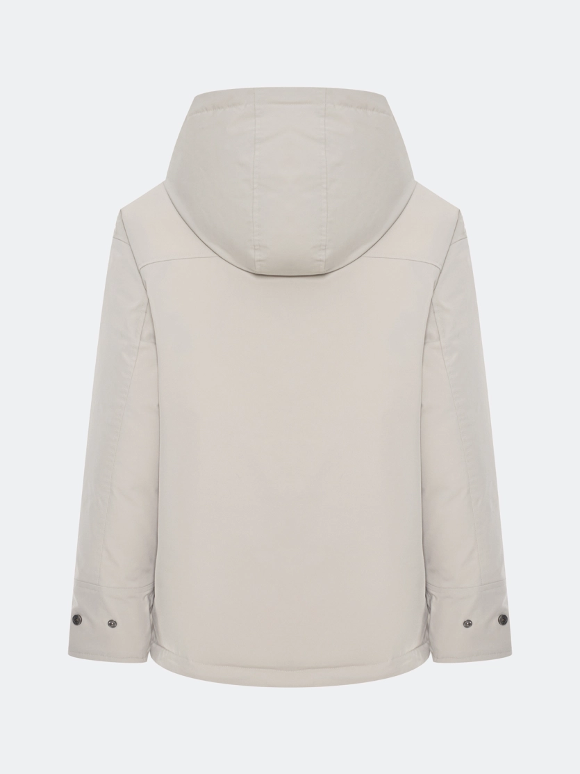 Минималистичная куртка с вязаным воротником