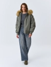 Oversize бомбер с меховым капюшоном