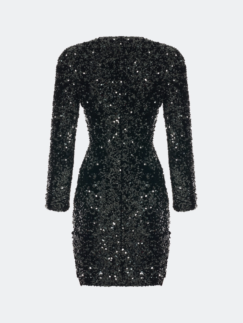 Платье-мини с искрящимися пайетками