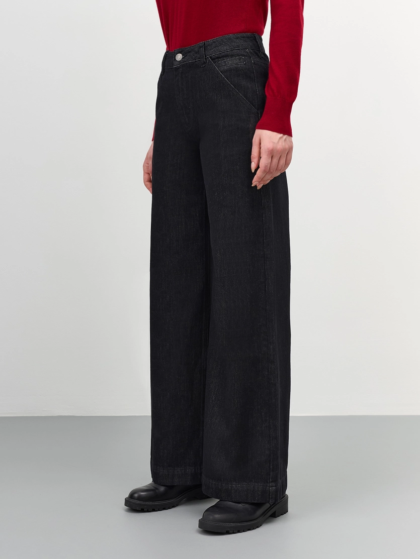 Широкие черные джинсы