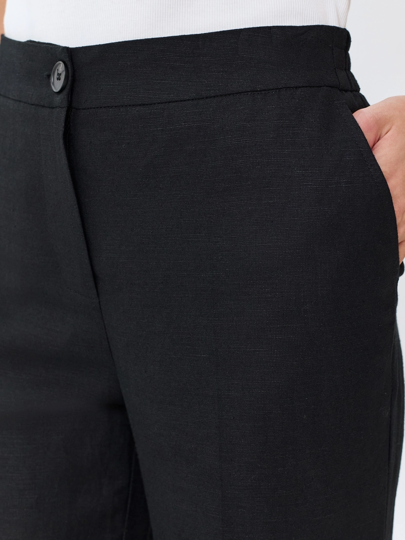 Прямые брюки из смесового льна