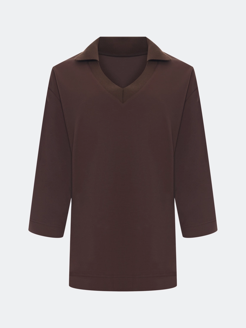 Джемпер из вискозы с воротником-поло