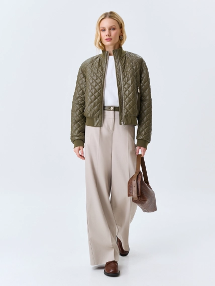 Стеганый бомбер из эко кожи