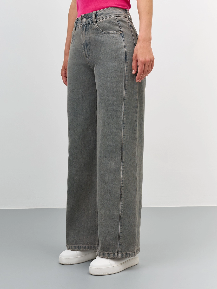 Широкие джинсы с винтажной варкой