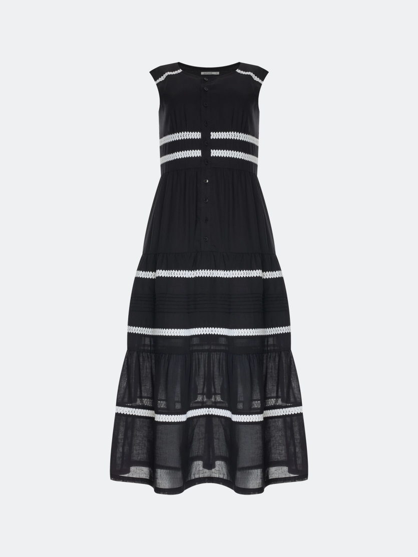 Платье из тенселя с ярусными оборками