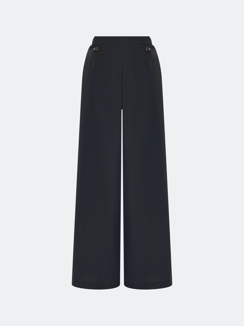 Широкие брюки с акцентным поясом