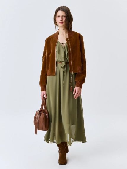 Укороченный жакет из искусственной замши