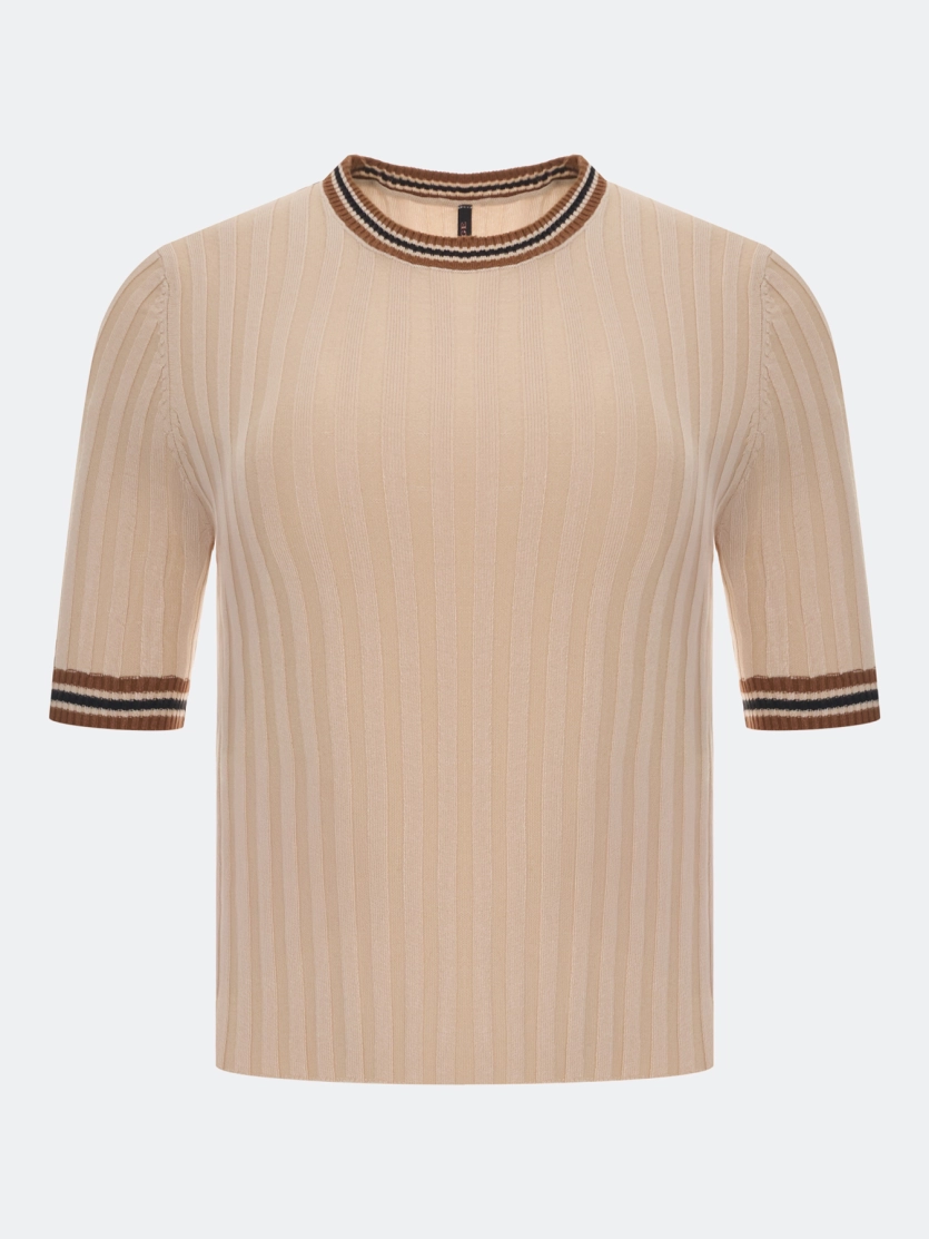 Укороченный джемпер в рубчик