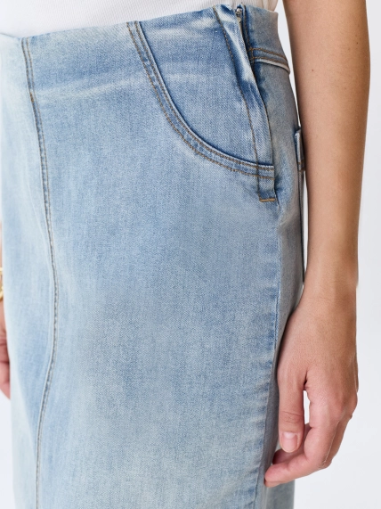 Прямая джинсовая юбка-миди