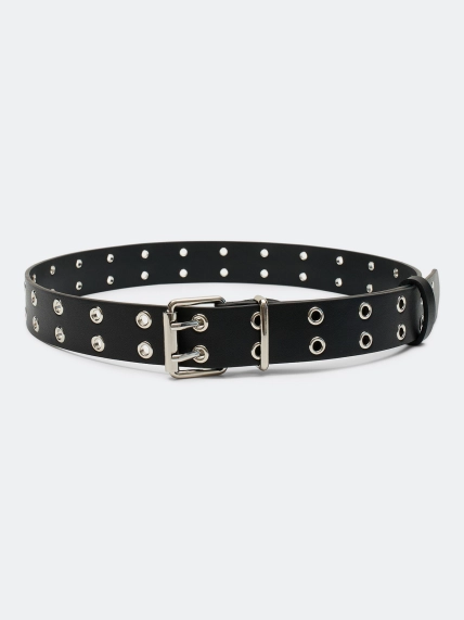 Широкий кожаный ремень с люверсами