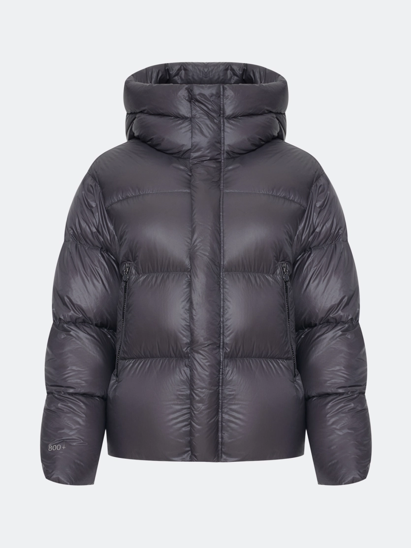 Укороченный пуховик с сатиновым блеском