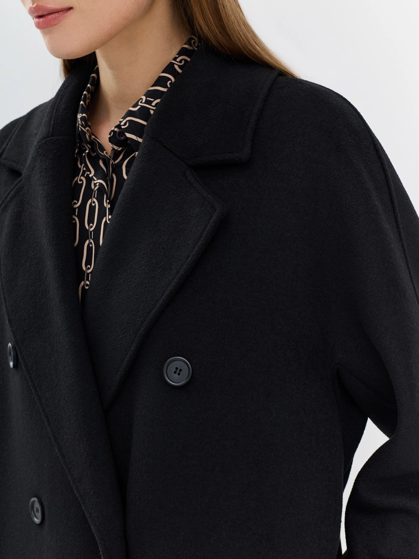 Двубортное пальто с шерстью