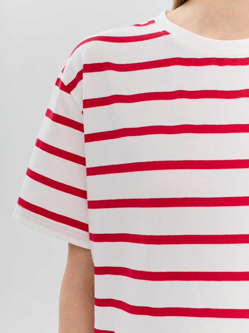 Хлопковая футболка Oversize в яркую полоску