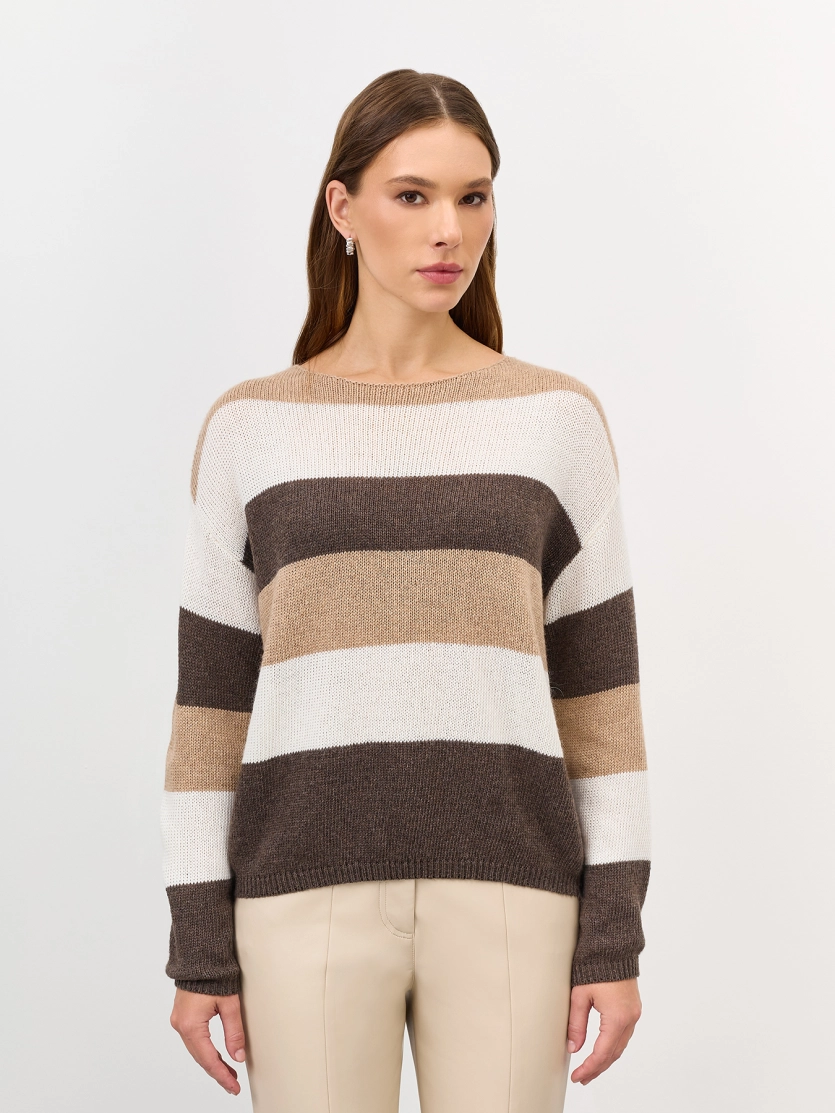 Тонкий джемпер в контрастную полоску