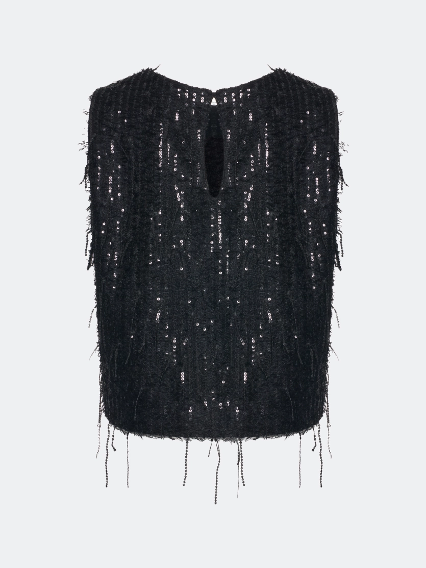 Топ с пайетками и бахромой