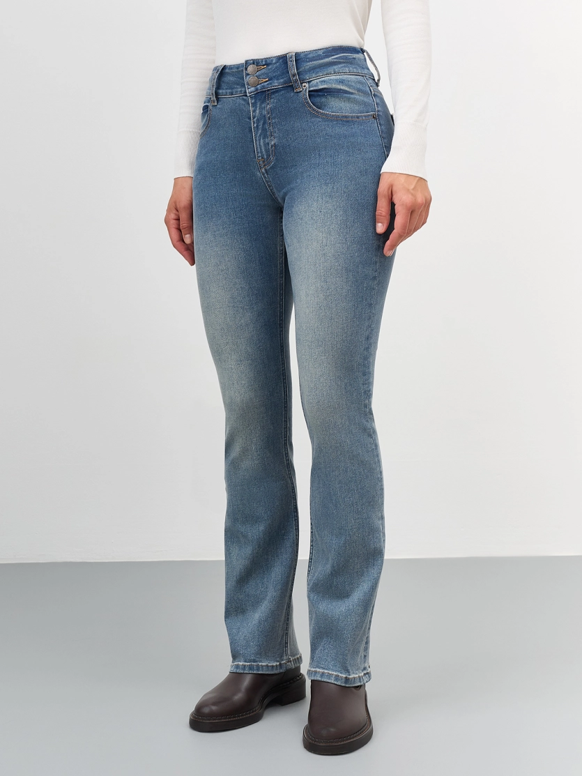 Джинсы slim с широким поясом