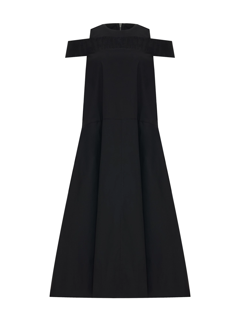 Хлопковое платье с акцентом на плечах