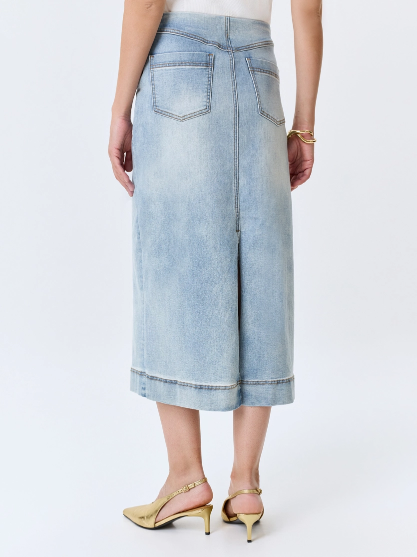 Прямая джинсовая юбка-миди