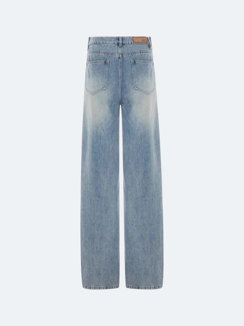 Широкие джинсы с акцентной варкой