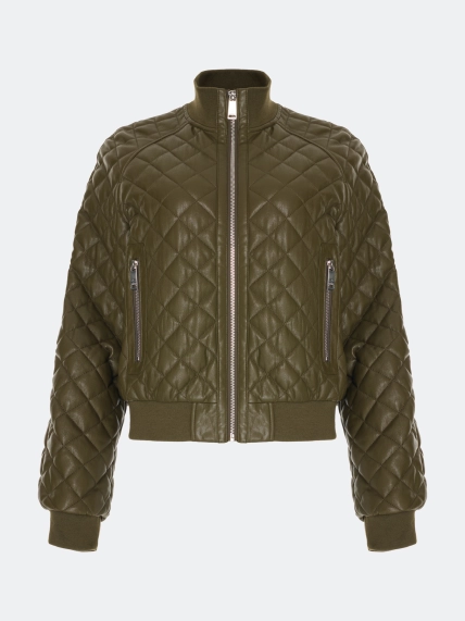 Стеганый бомбер из эко кожи