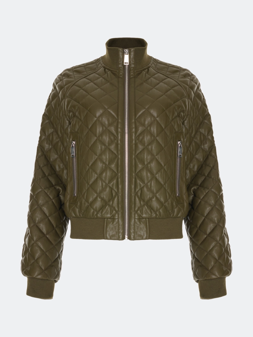 Стеганый бомбер из эко кожи