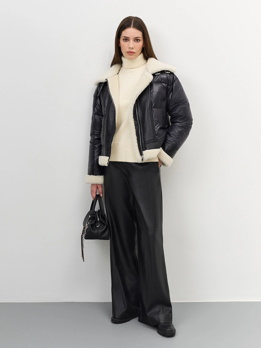 Комбинированная куртка с овчиной