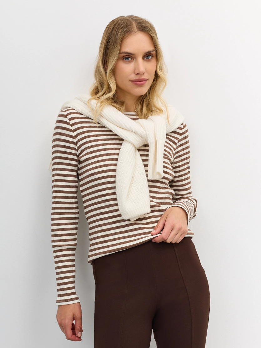 Базовый лонгслив в контрастную полоску