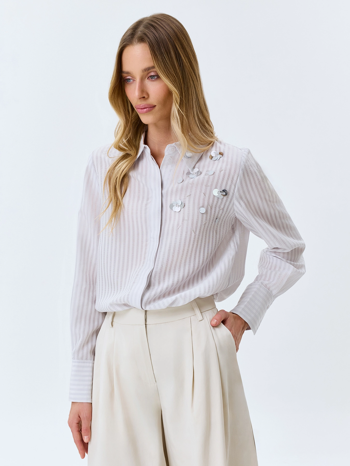 Блузка в полоску из тенселя SAVAGE