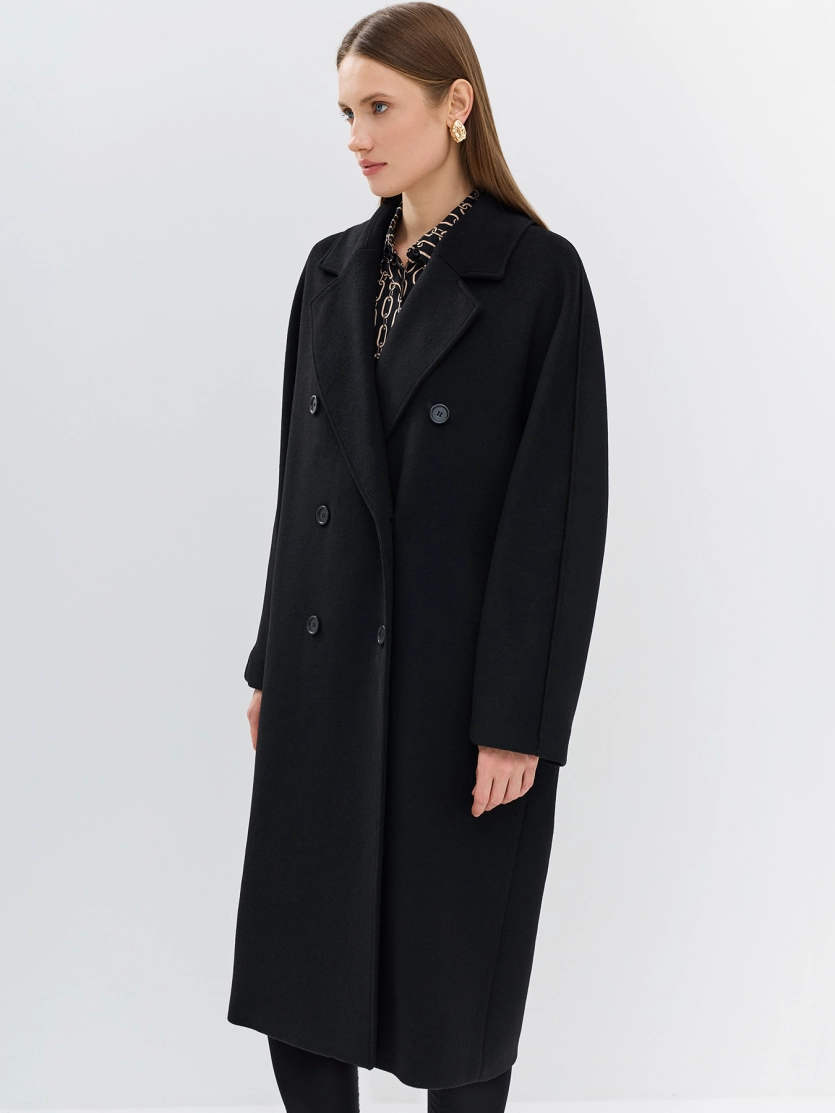 Двубортное пальто с шерстью