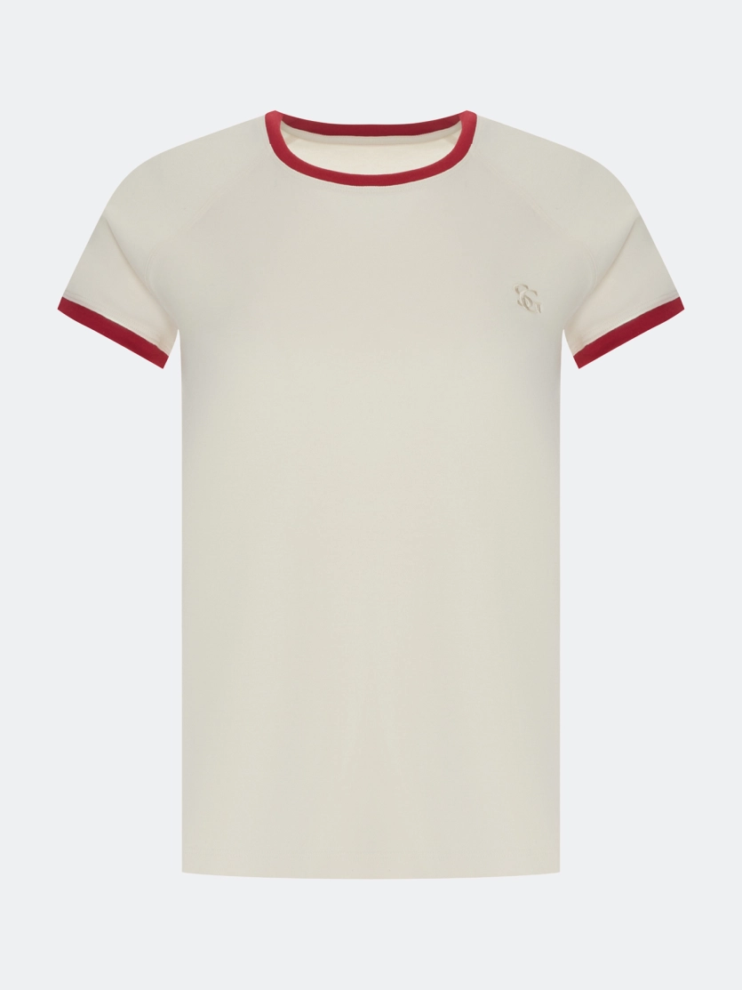 Приталенная футболка с контрастным рибом