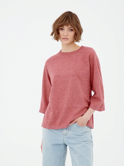 Меланжевый свитер цвета «клубничный крем»